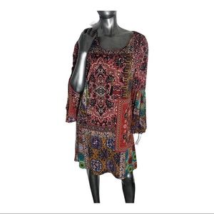 Haani pattern drape sleeve dress
